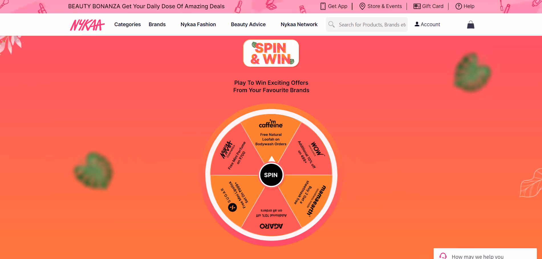 Nykaa's gamification with the 'Spin to win’ game 
