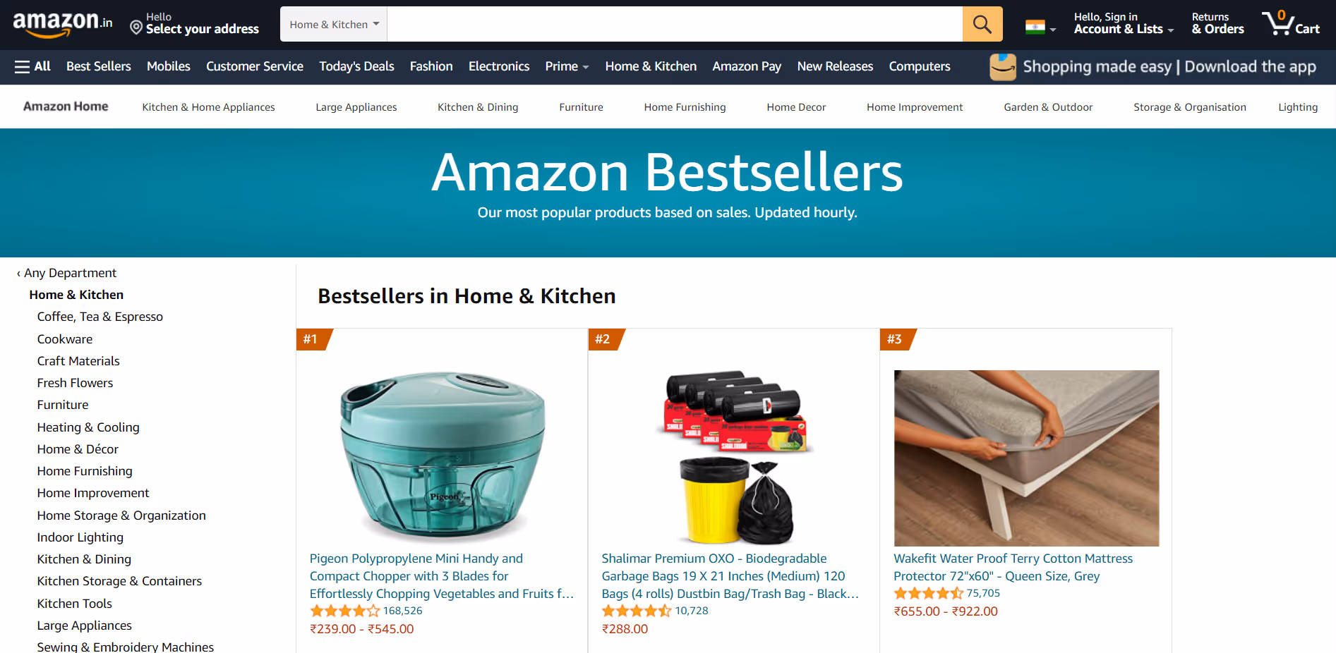 Amazon’s bestsellers page