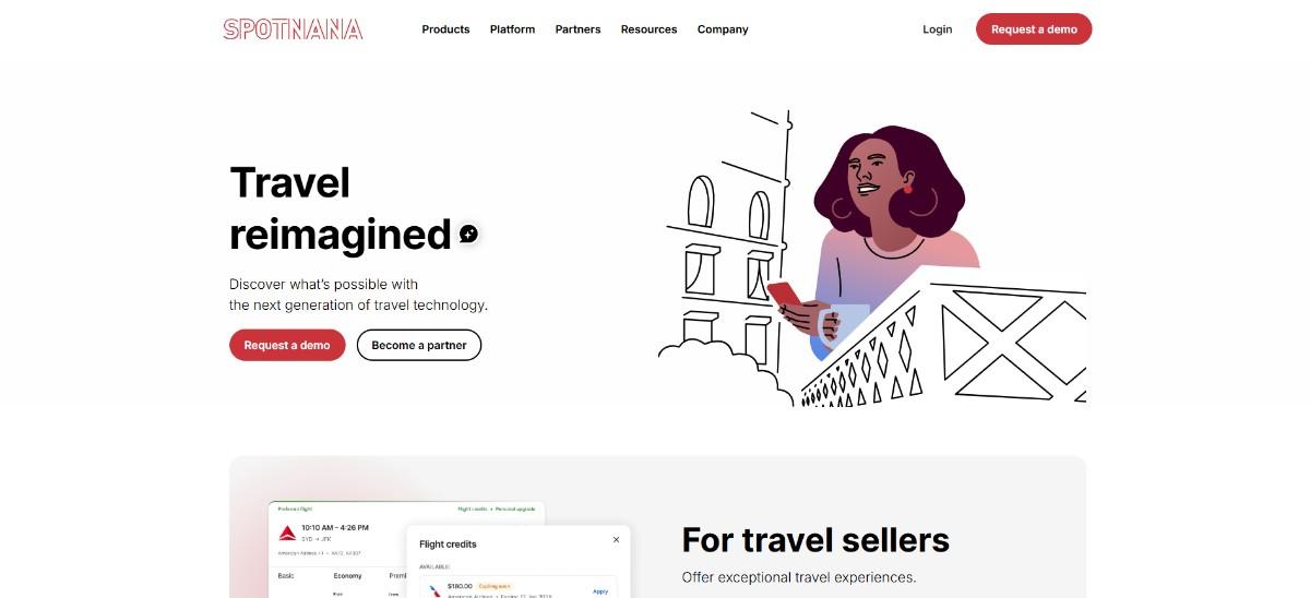 Image showing Spotnana's Homepage