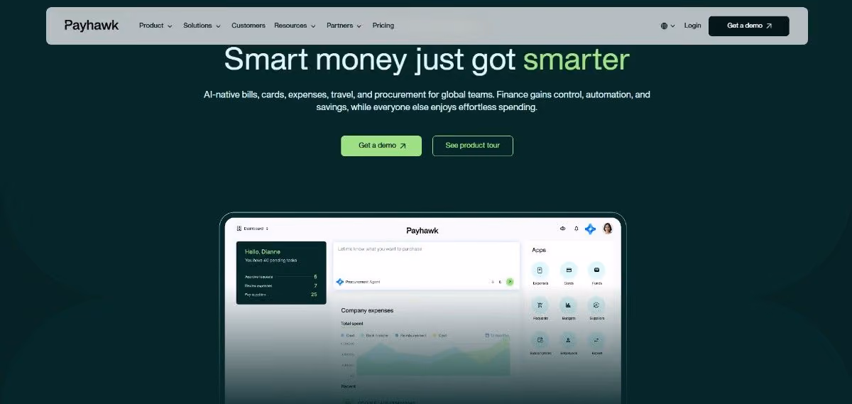 An image of Payhawk's Homepage