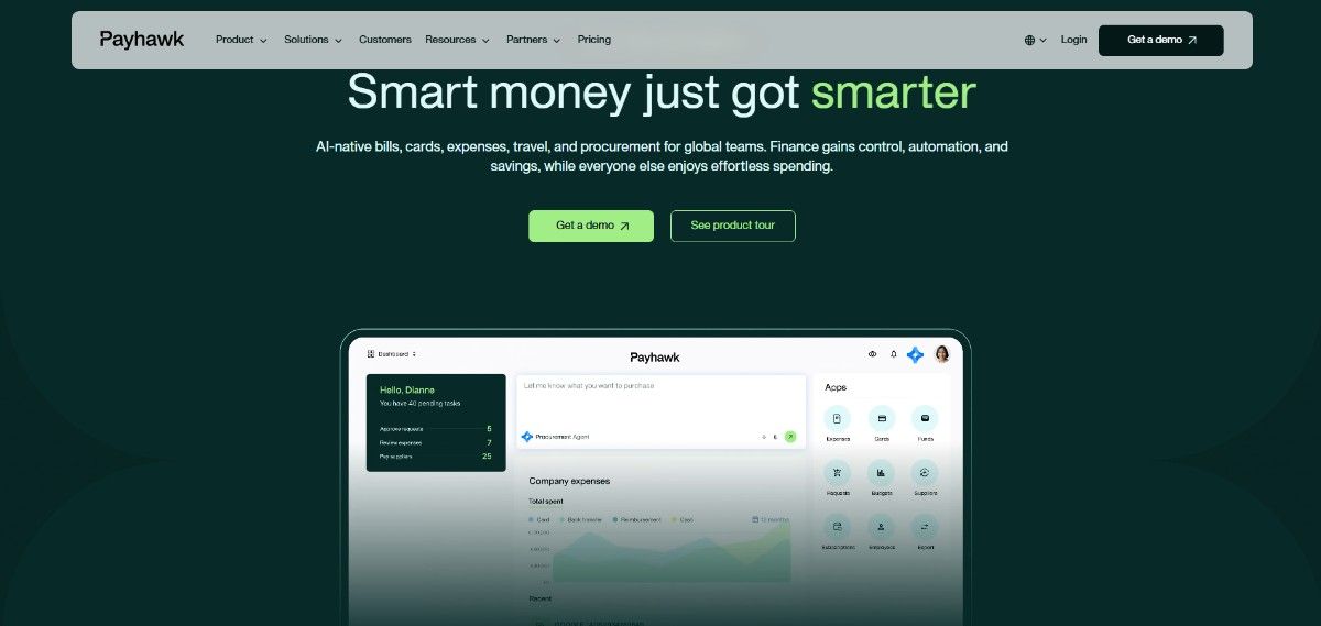 An image of Payhawk's Homepage
