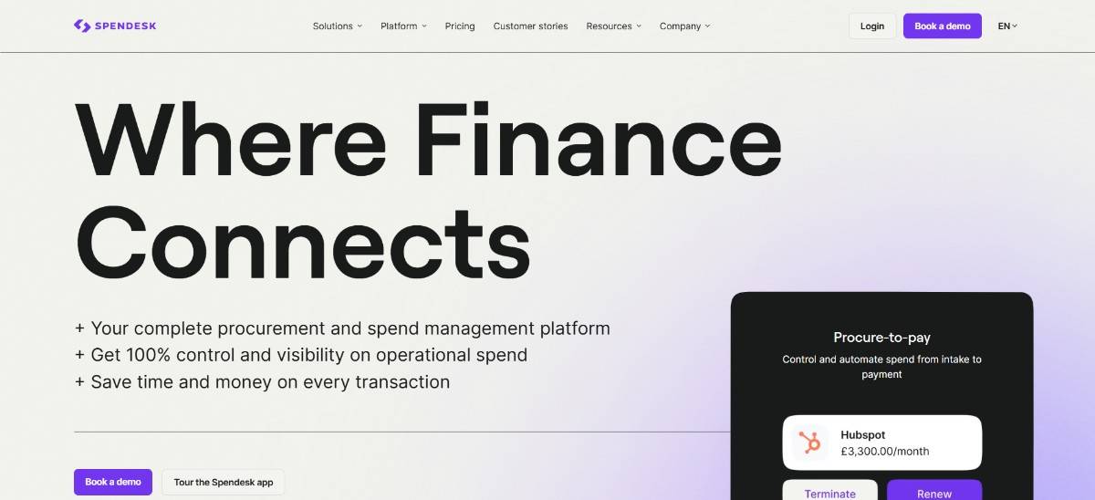 An image of Spendesk's Homepage