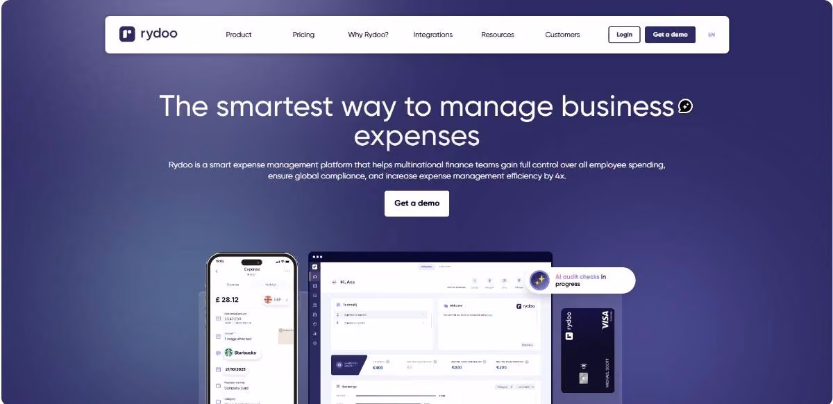 An Image showing Rydoo's Homepage