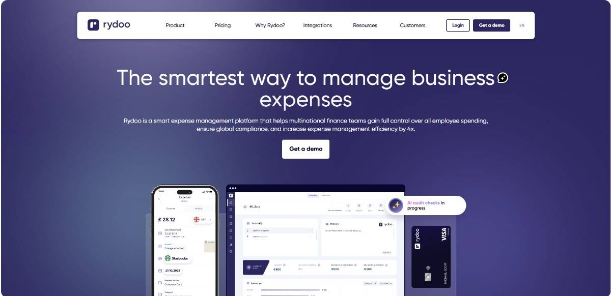 An Image showing Rydoo's Homepage