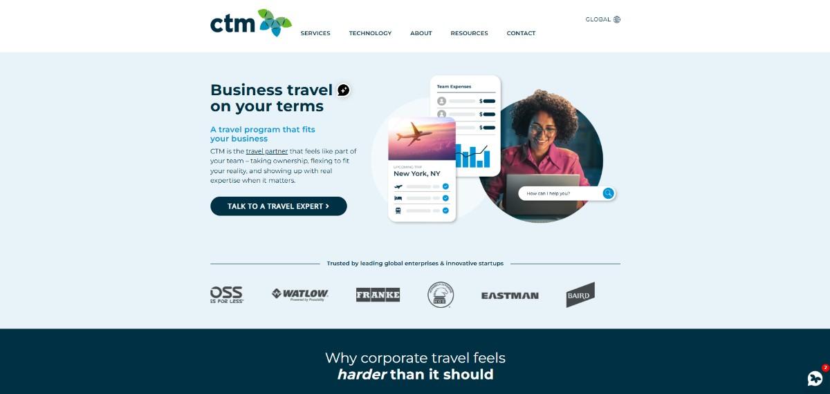 An Image showing CTM's Homepage