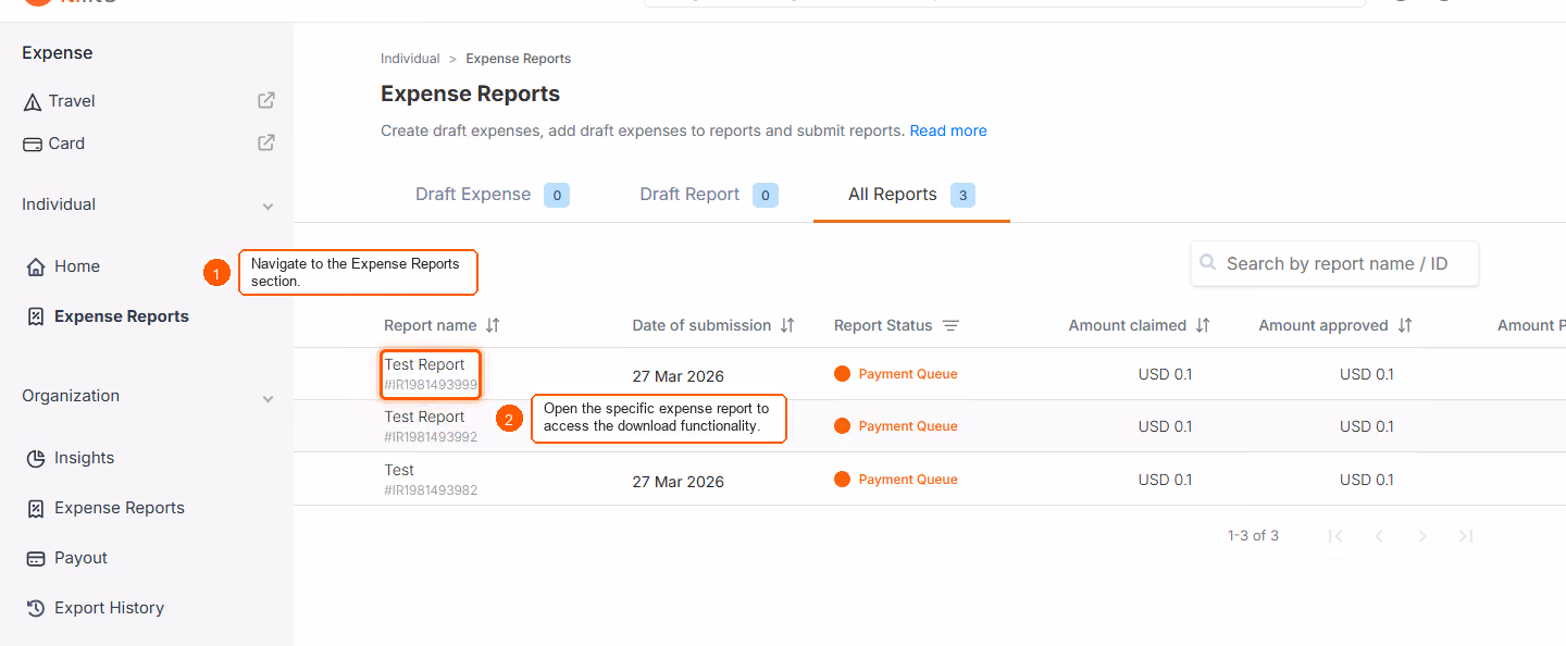 How to download a receipt/report in a pdf file? — screenshot 1