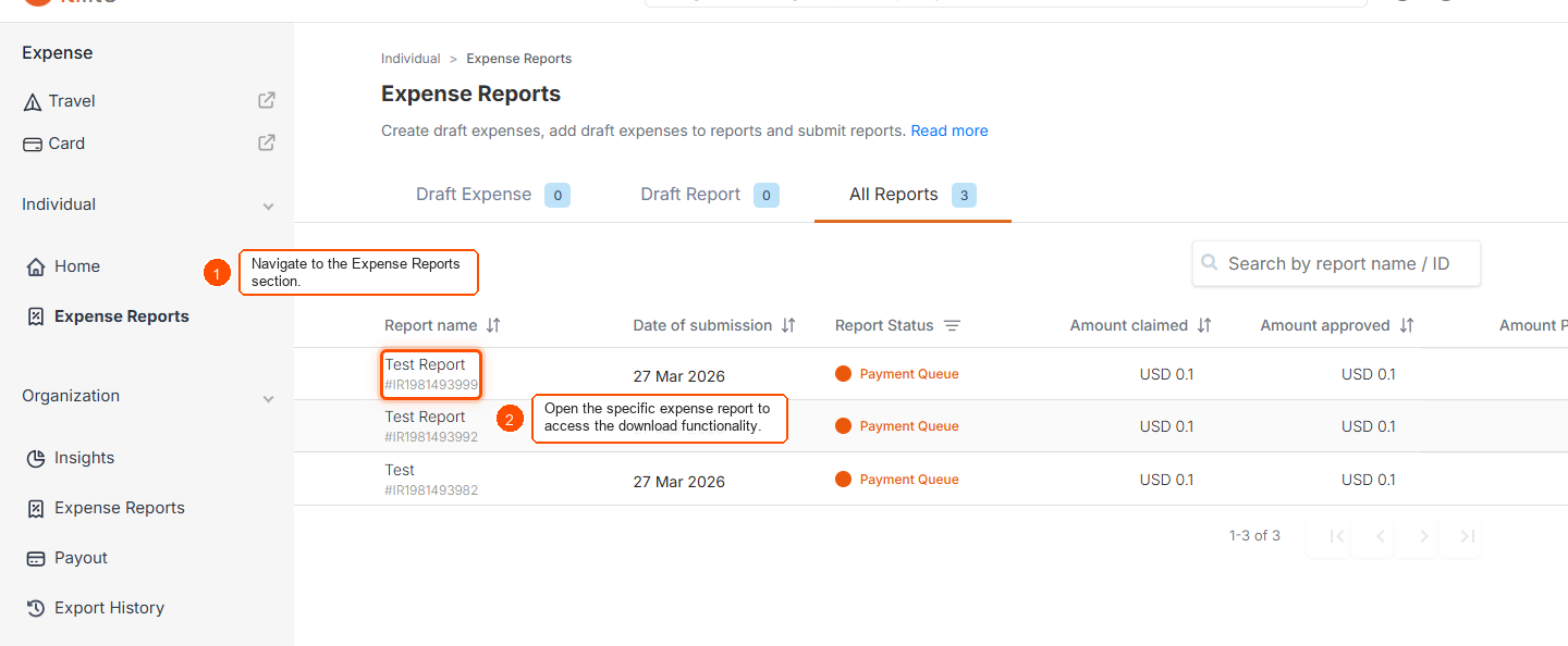 How to download a receipt/report in a pdf file? — screenshot 1