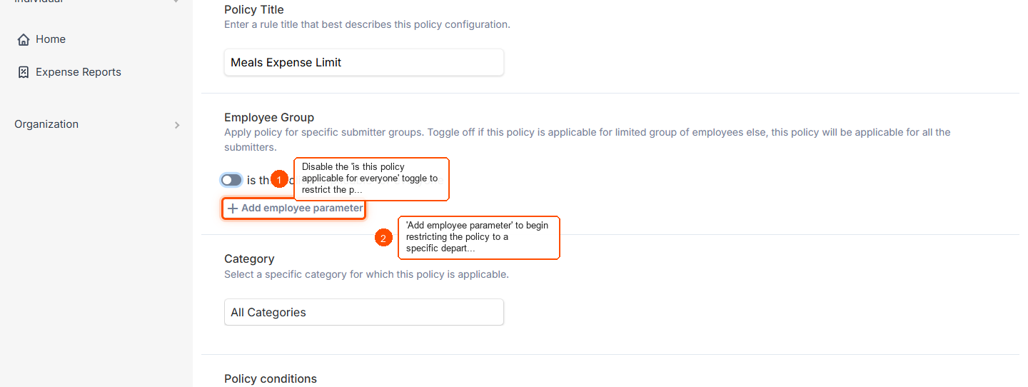 How to create a new expense policy rule? — screenshot 2