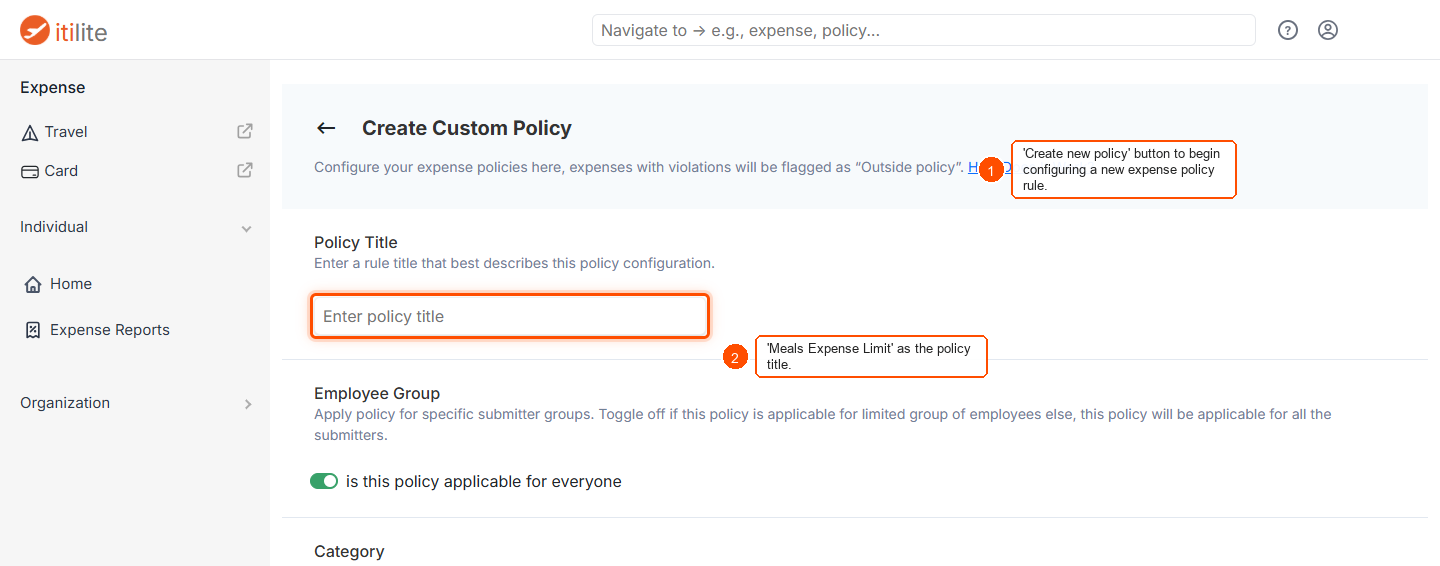 How to create a new expense policy rule? — screenshot 1