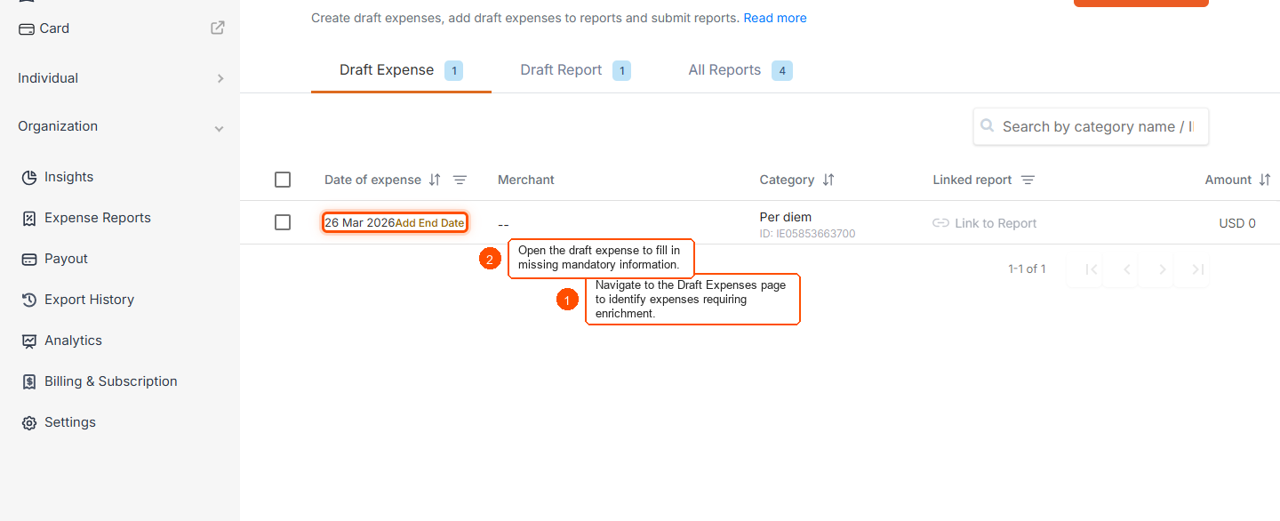 Unable to submit an expense/submit button is disabled — screenshot 2