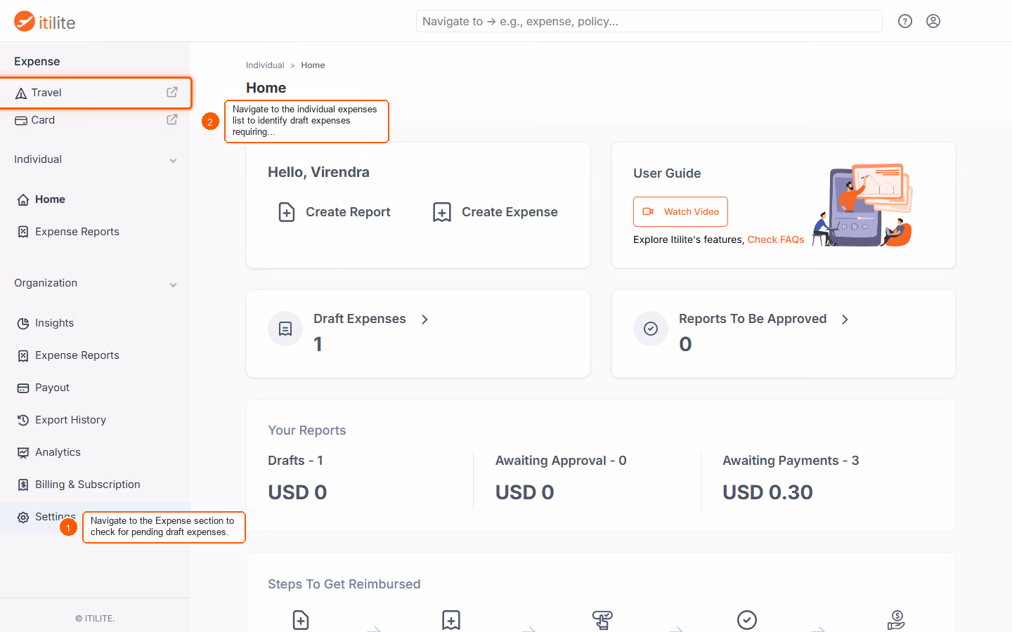 Unable to submit an expense/submit button is disabled — screenshot 1