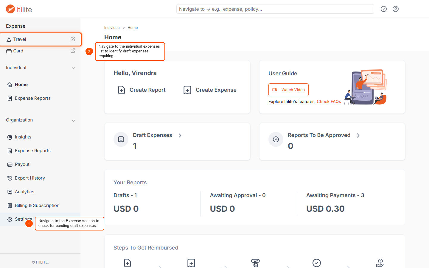 Unable to submit an expense/submit button is disabled — screenshot 1