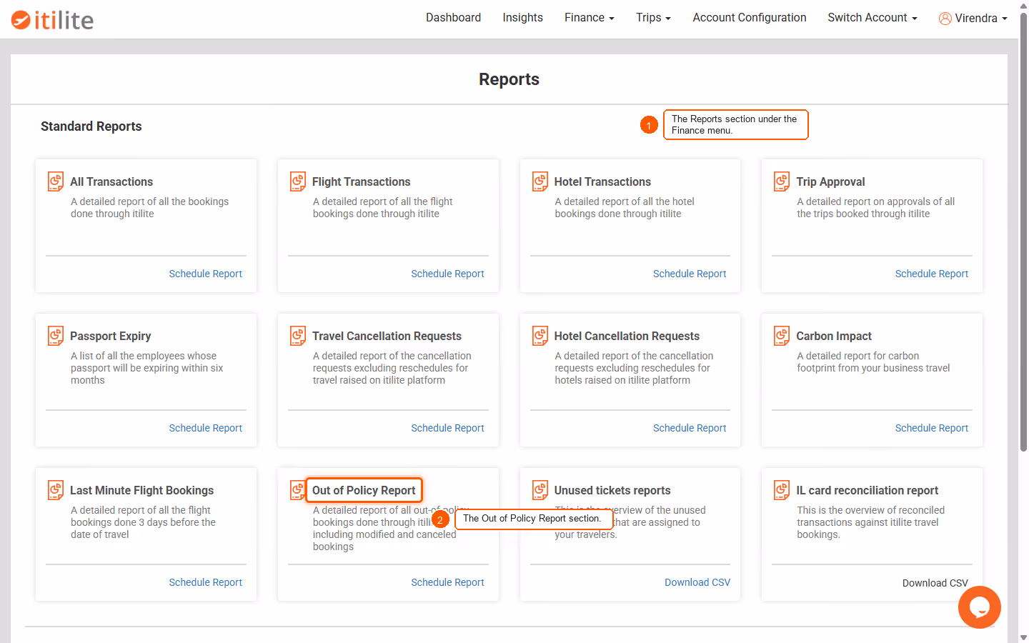 Out of policy report — screenshot 1