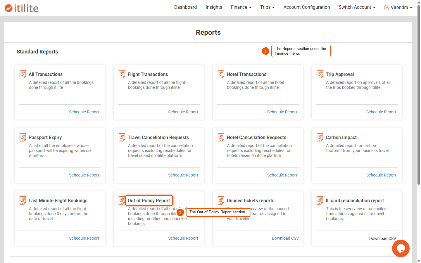 Out of policy report — screenshot 1