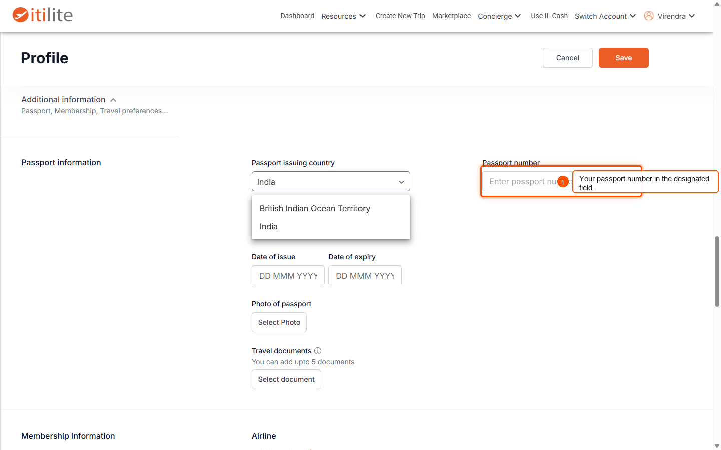 How to add my passport information? — screenshot 4