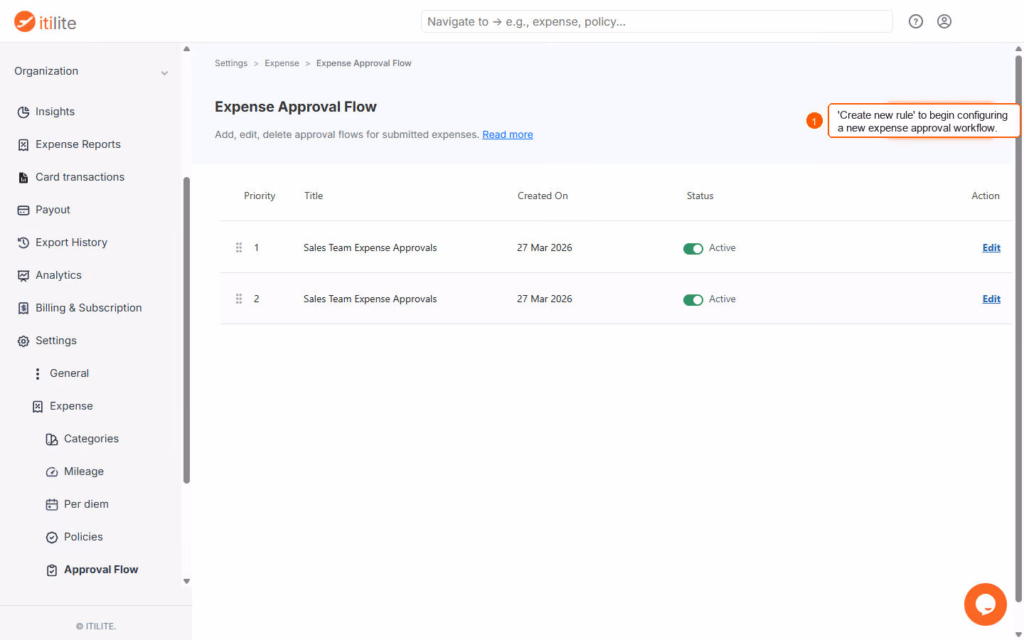 Organization – approval flow — screenshot 2