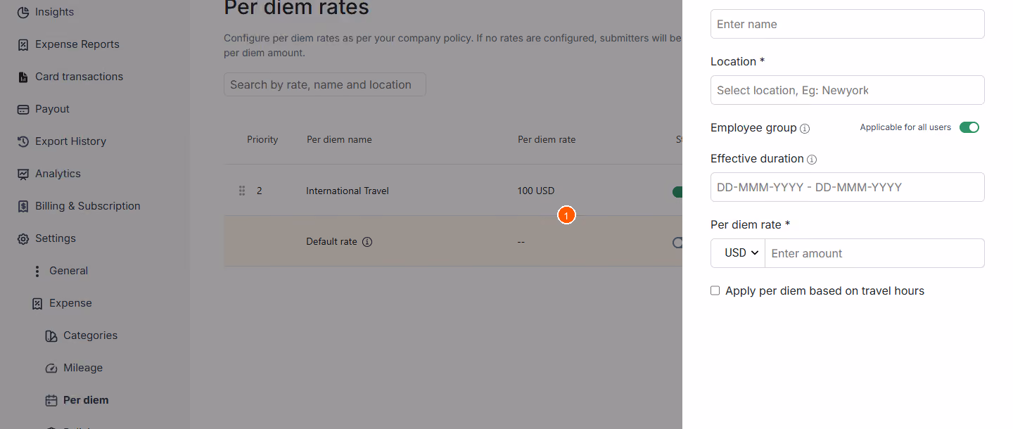 Can I set per diem rates in different currencies? — screenshot 3