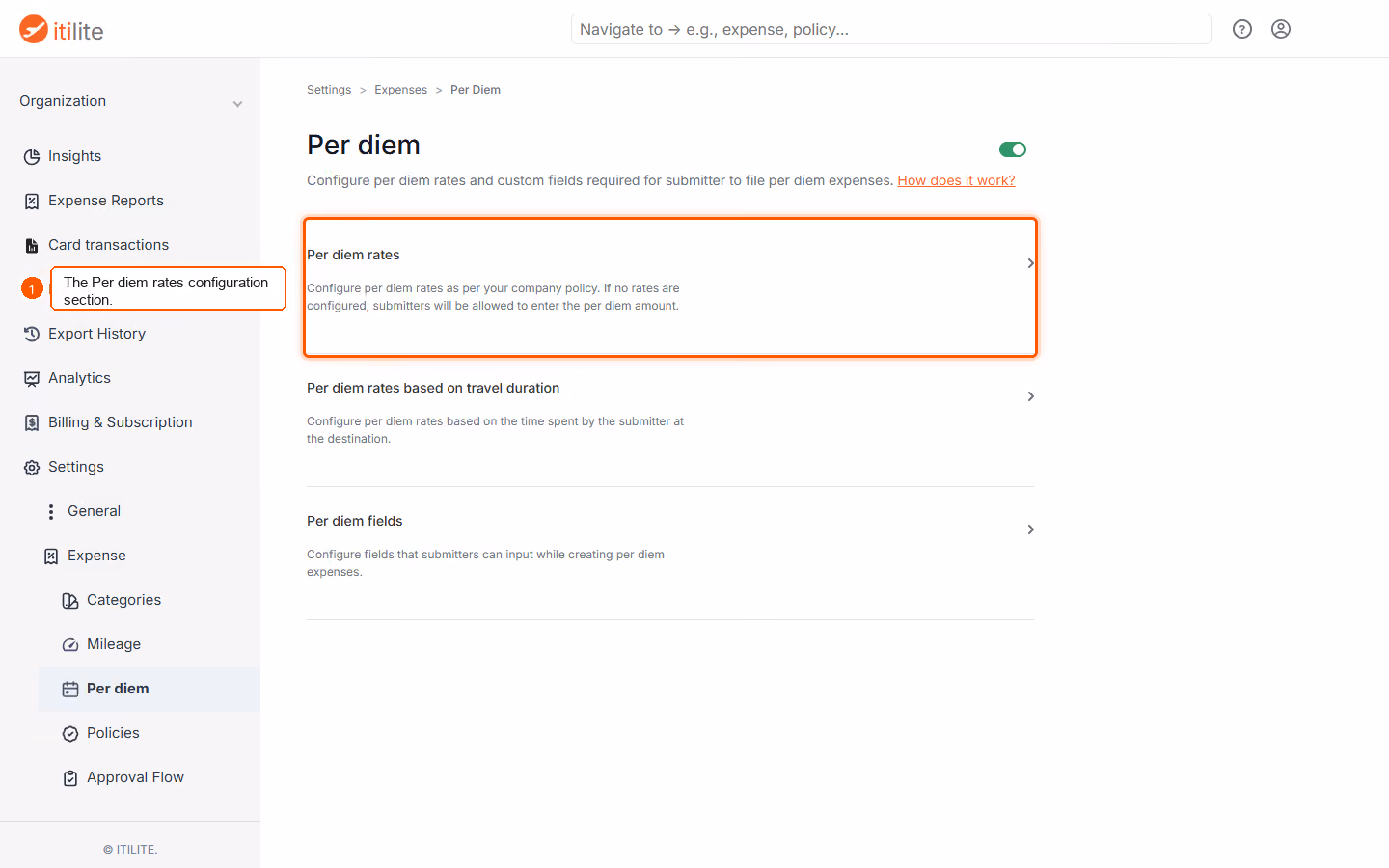 Can I set per diem rates in different currencies? — screenshot 1