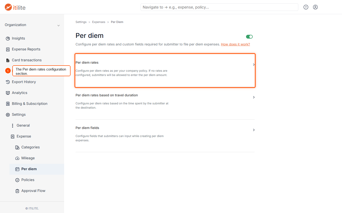 Can I set per diem rates in different currencies? — screenshot 1