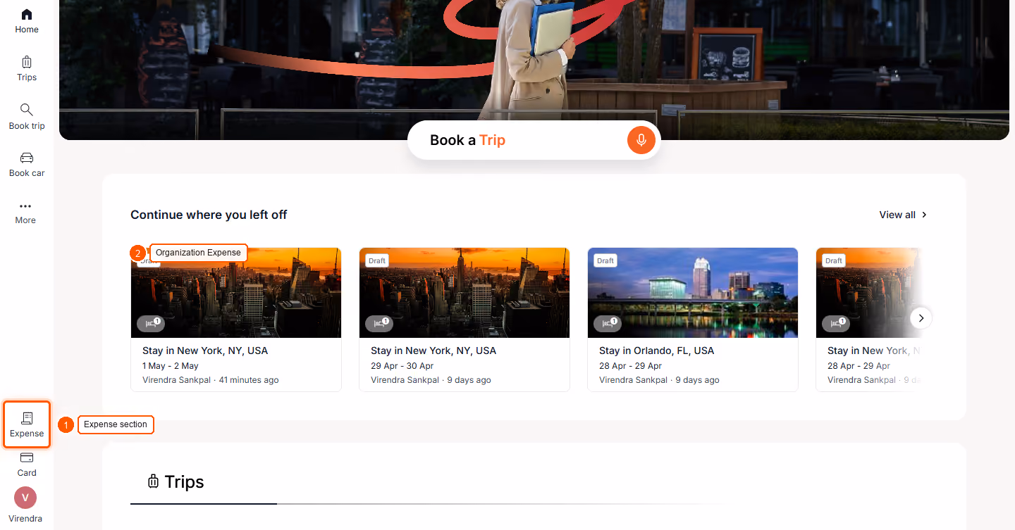 Organization → Expense Reports Tab — screenshot 1