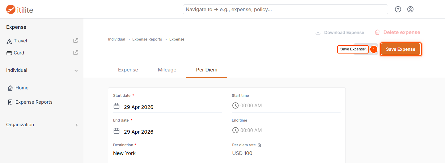 How To Create A Per Diem Expense? — screenshot 5