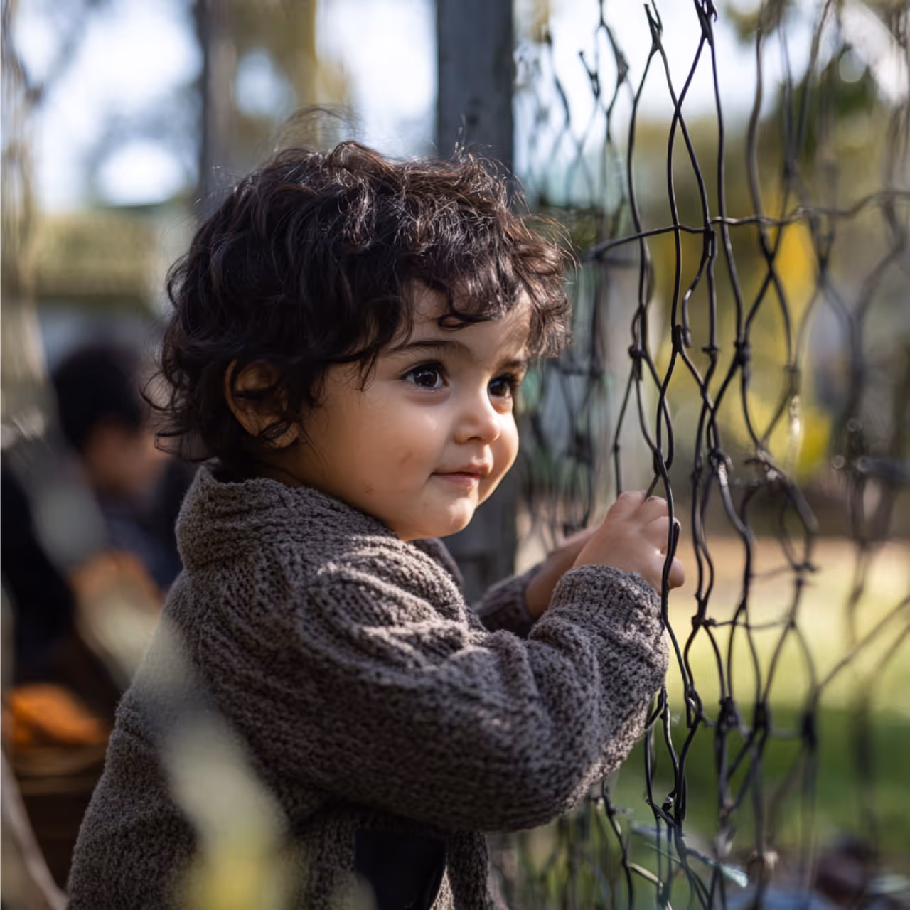 Children protect a women