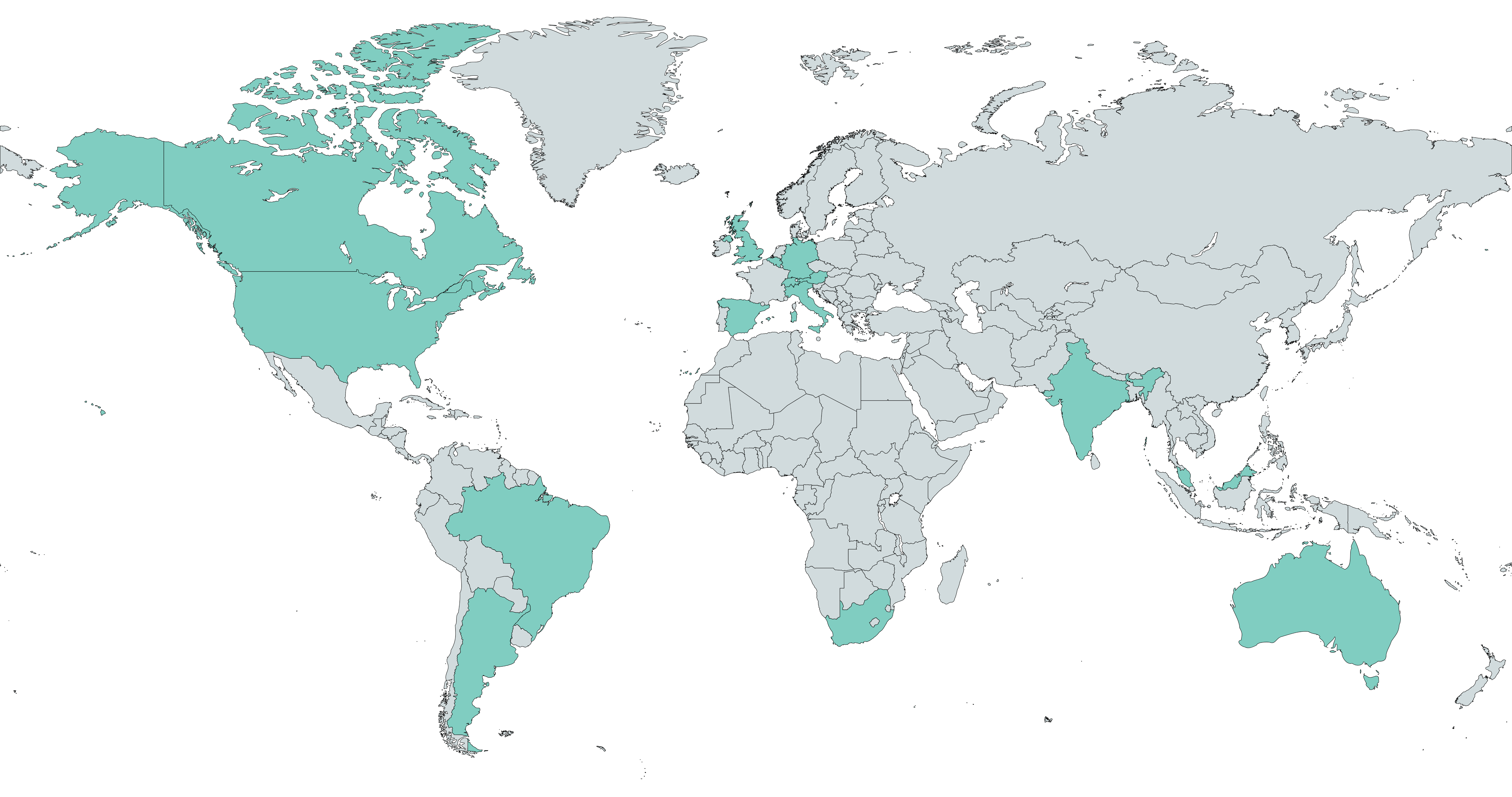 Map of the coutries included in this study