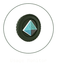 A blue translucent crystal shaped like a diamond inside a dark circular frame with a geometric pattern.