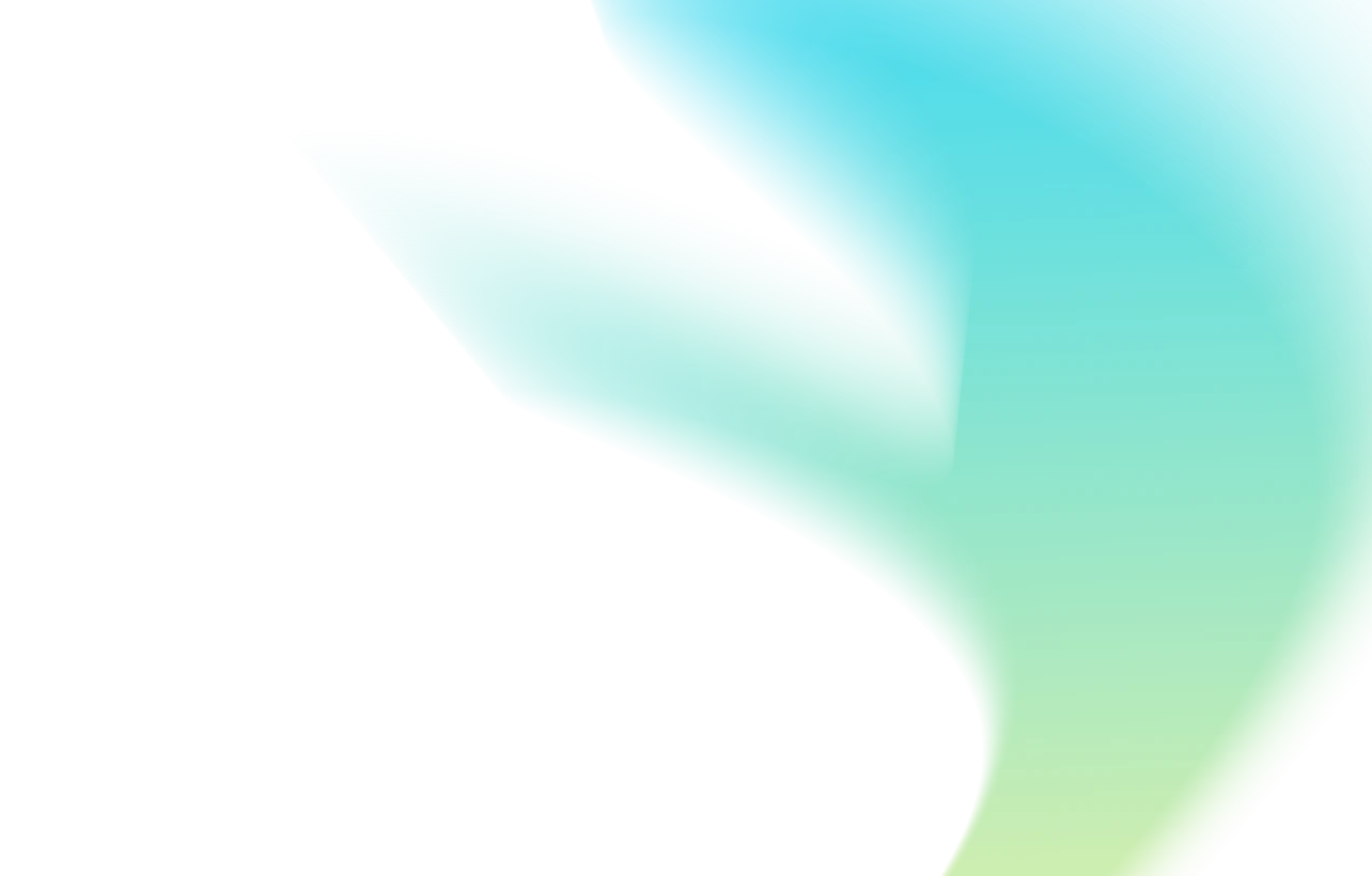 Abstract blue and green gradient swoosh shape on a transparent background.