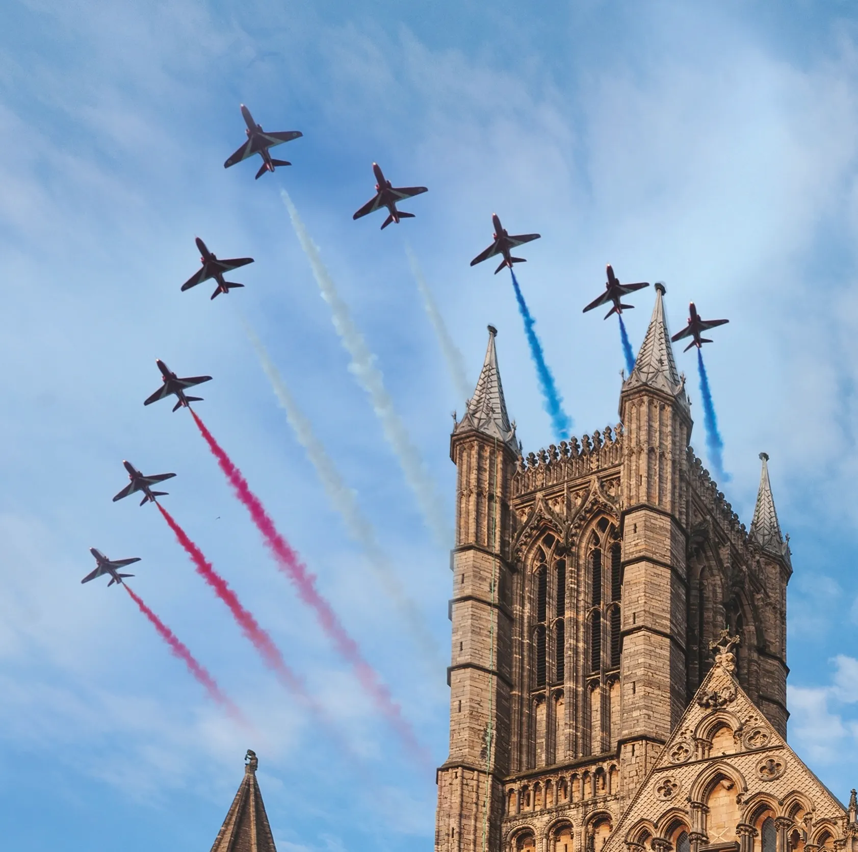 Cathedral and red arrows