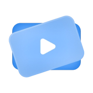 Blue video player icon with a white play button in the center.