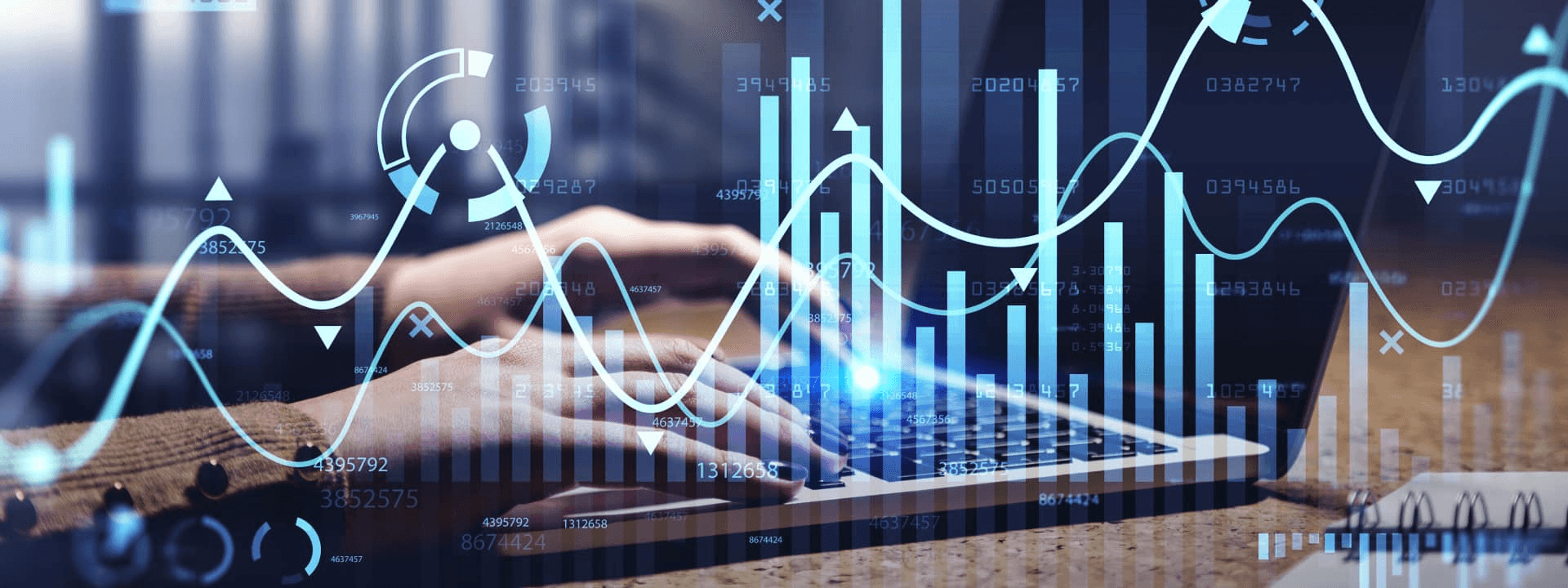 Person using laptop with data overlay - What is a Retracement in Trading