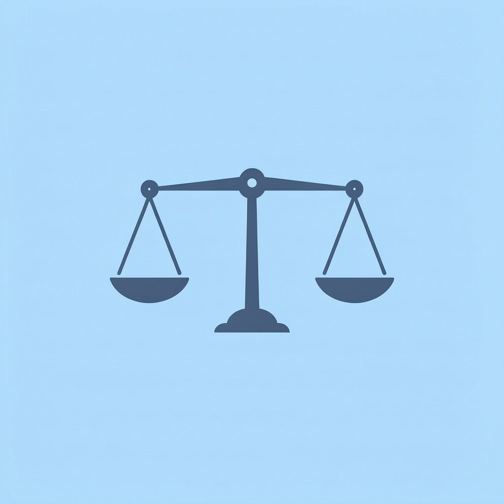 Balance scale showing efficiency on one side and compliance on the other