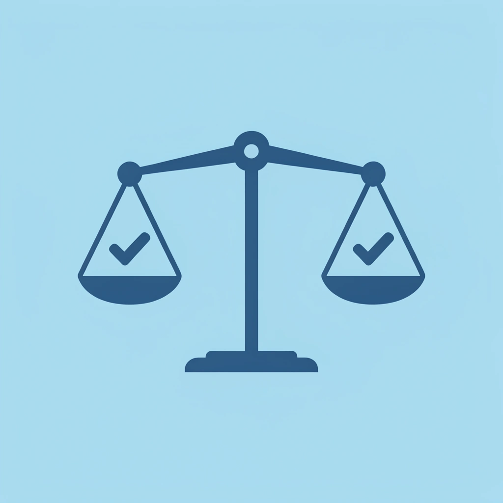 Balance scale showing flexibility on one side and personal due diligence responsibility on the other