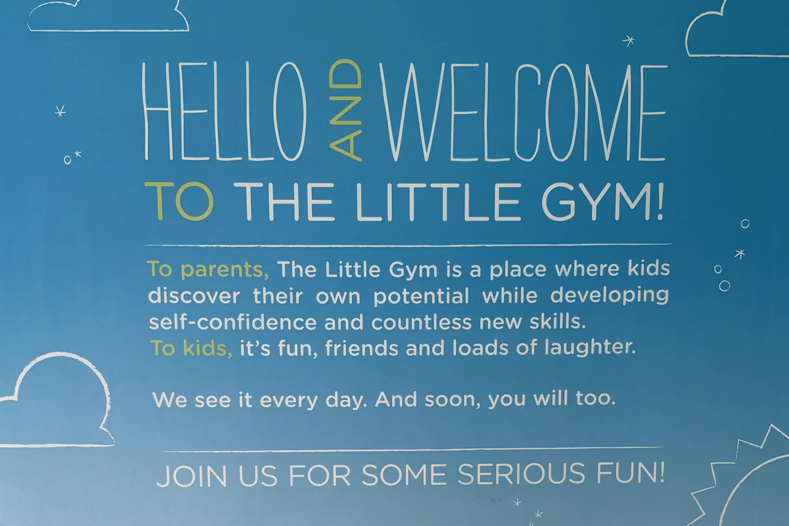 Welcome wall with mission and motto