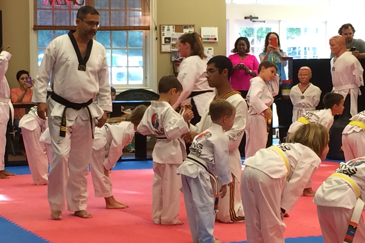 Students lined up during class at King Tiger Tae Kwon Do