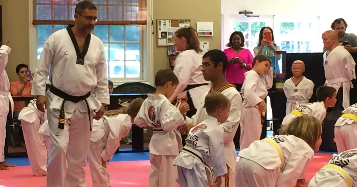 Students lining up during class at King Tiger Tae Kwon Do