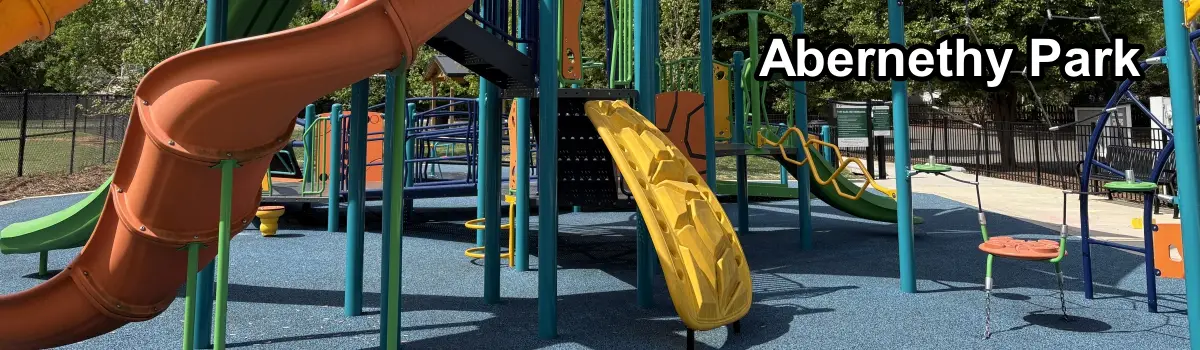 Playground equipment at Abernethy Park in Huntersville, NC
