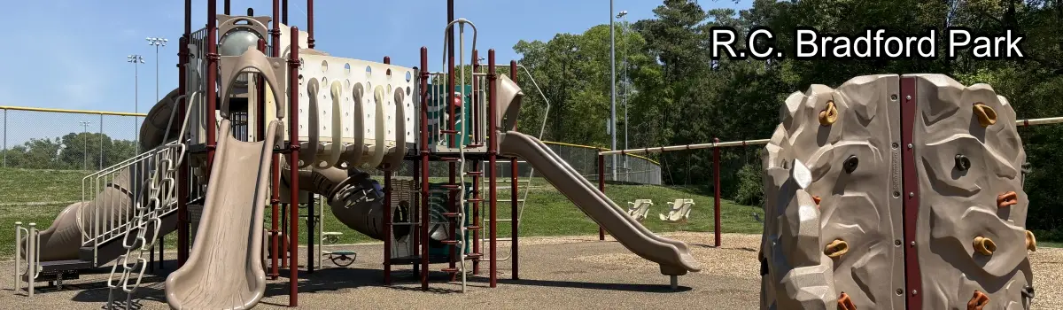 Playground equipment at R.C. Bradford Park in Huntersville, NC