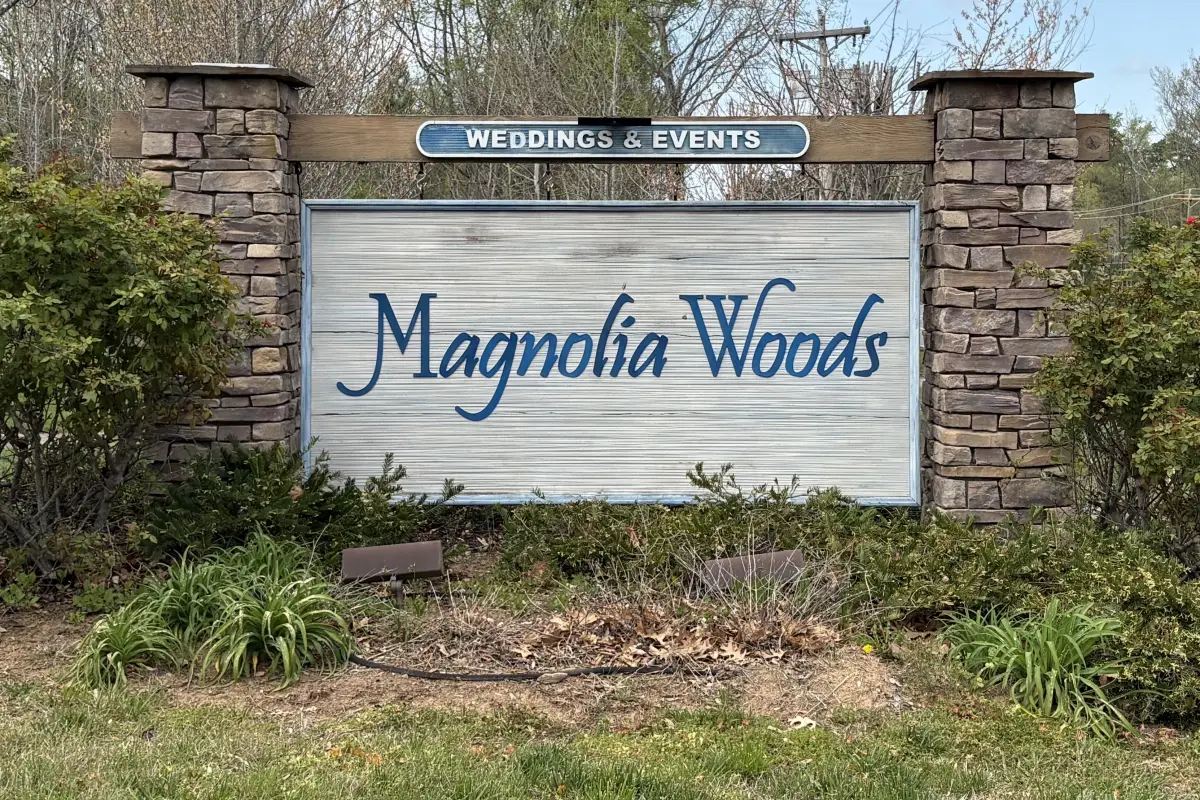 The sign outside Magnolia Woods venue