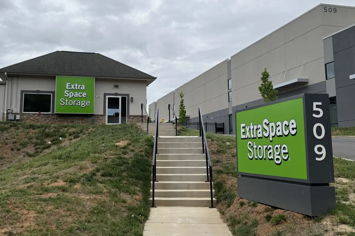 Extra Space Storage facility sign and building exterior on Seagle Street
