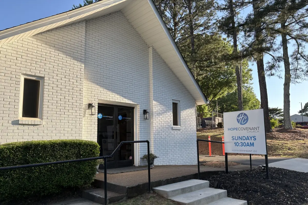 Hope Covenant Church building and sign
