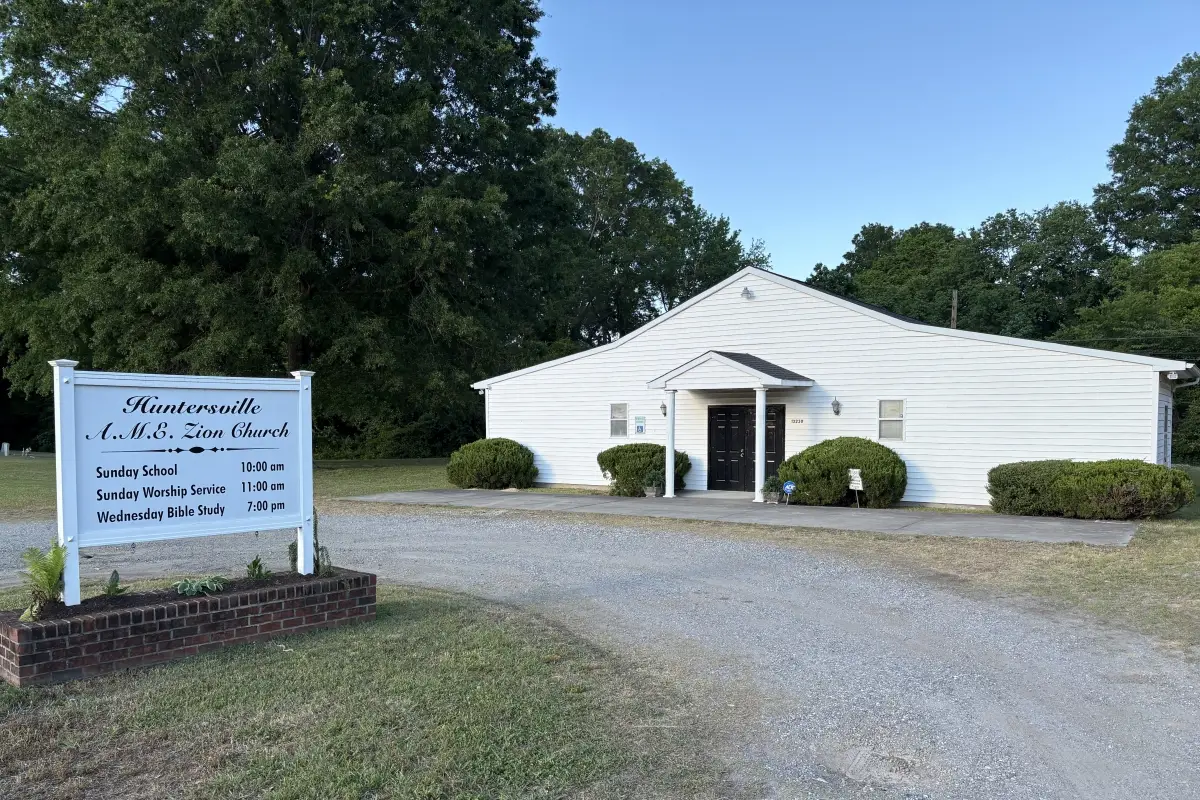 Building and sign for Huntersville AME Zion Church