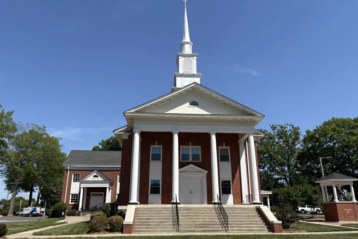 Huntersville APR Church building front entrance steps