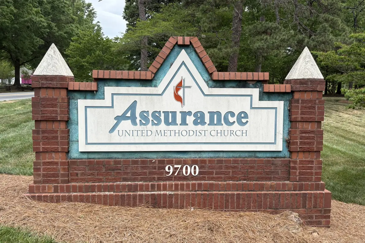 Assurance United Methodist Church sign and landscaping
