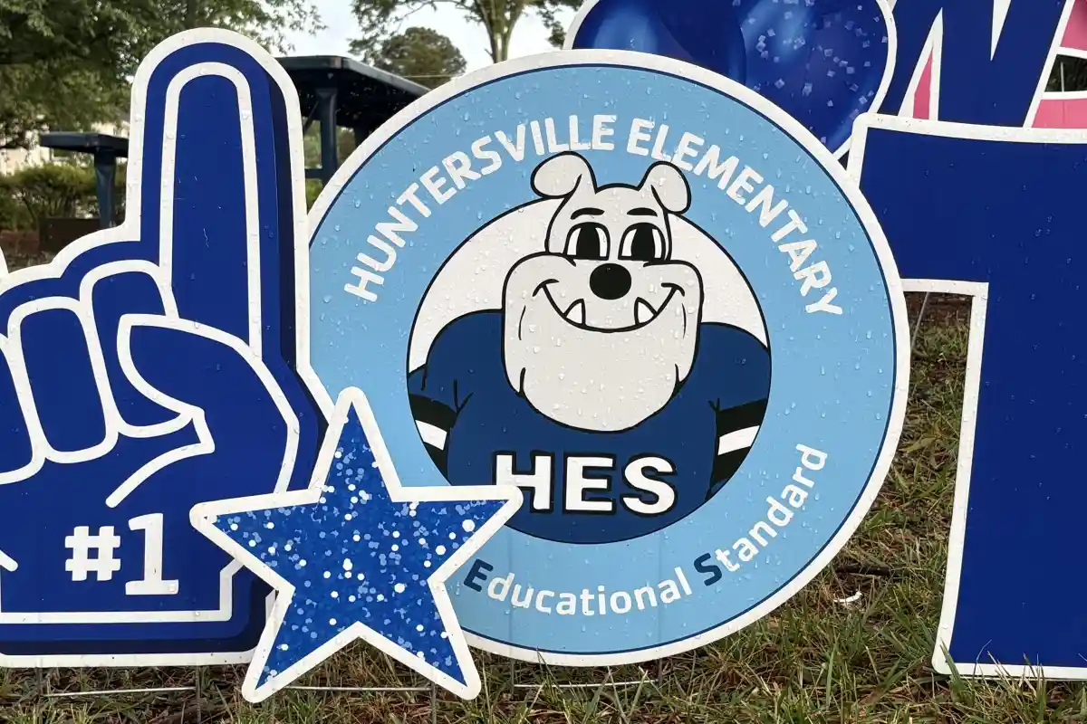Huntersville Elementary School mascot sign