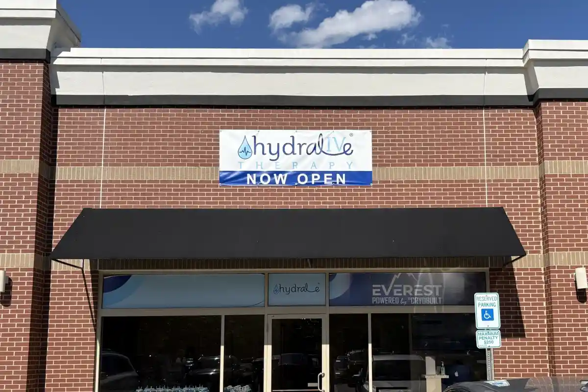 Exterior storefront and entrance signage for Hydralive Therapy