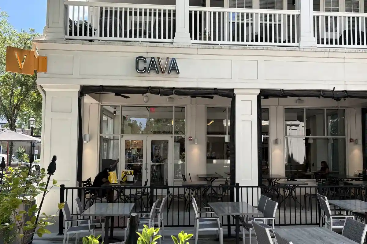 Exterior seating area for CAVA