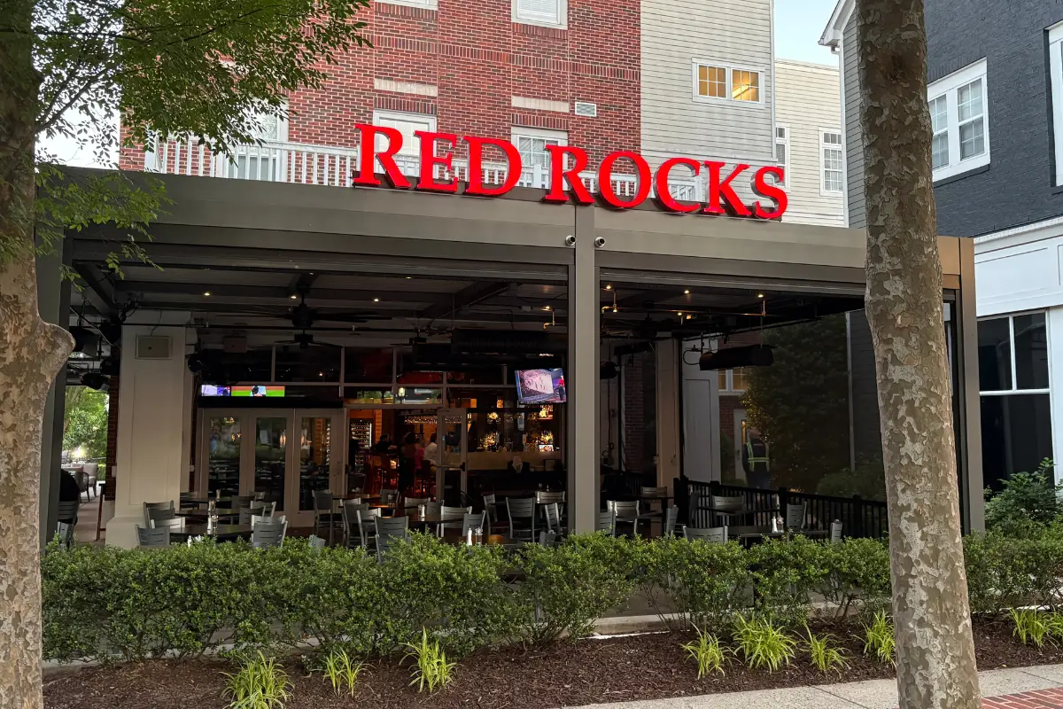 Covered outside seating area for Red Rocks Cafe