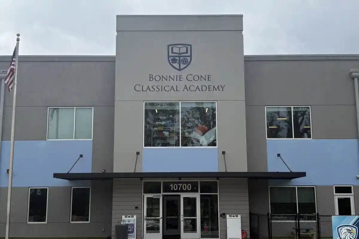 Front entrance to Bonnie Cone Classical Academy
